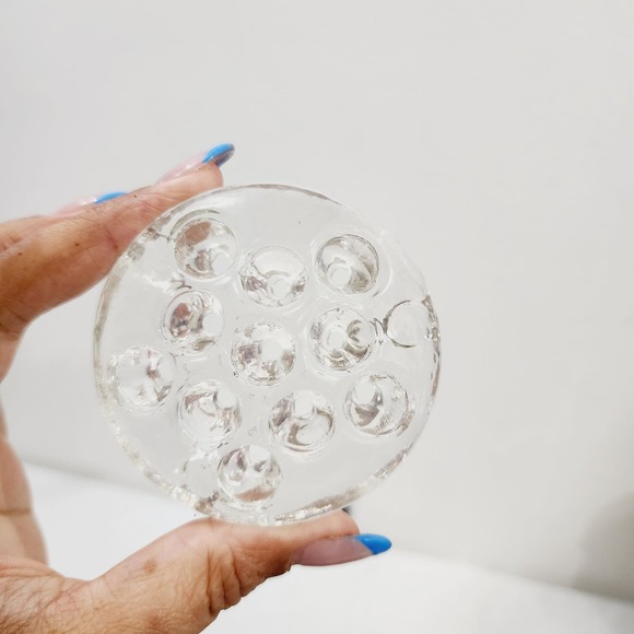 Vintage Handblown Clear Glass Flower Frog Footed Floral Arrangements - Picture 9 of 14